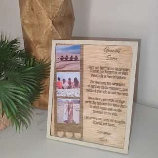 Cuadro Dedicatoria con tres fotos